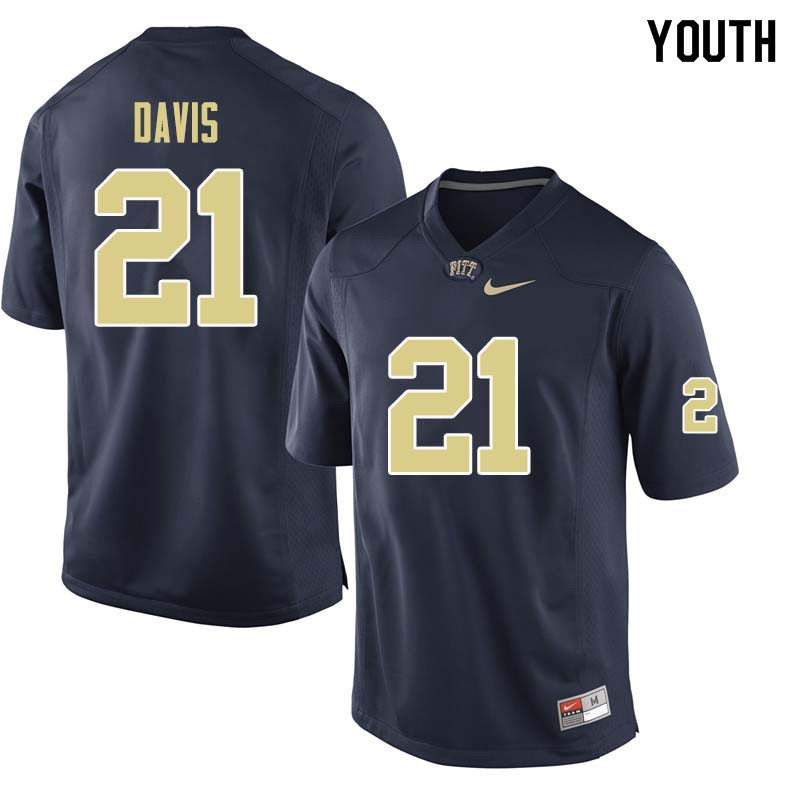 Youth #21 A.J. Davis Pittsburgh Panthers College Football Jerseys Sale-Navy